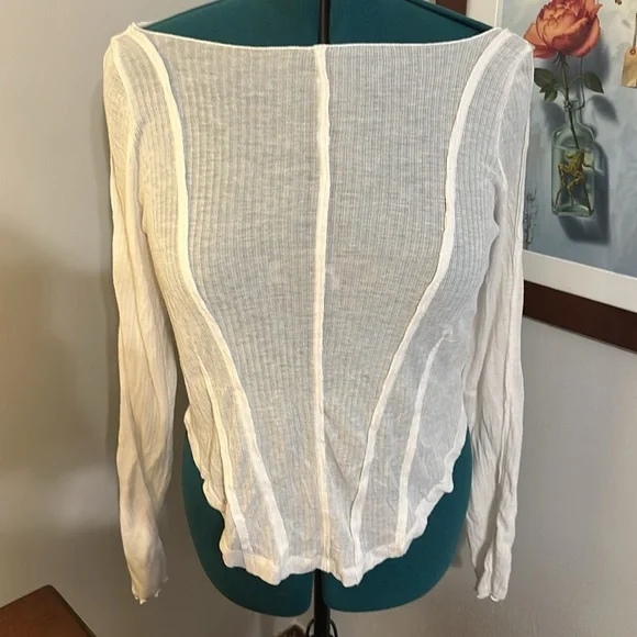 Pilcro Long-Sleeve Sheer Corset Tee - Picture 6 of 8